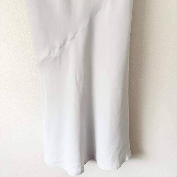 ABERCROMBIE & FITCH | NWT High-Neck Maxi Dress Silver Gray Modal Lined | Large - Picture 7 of 10